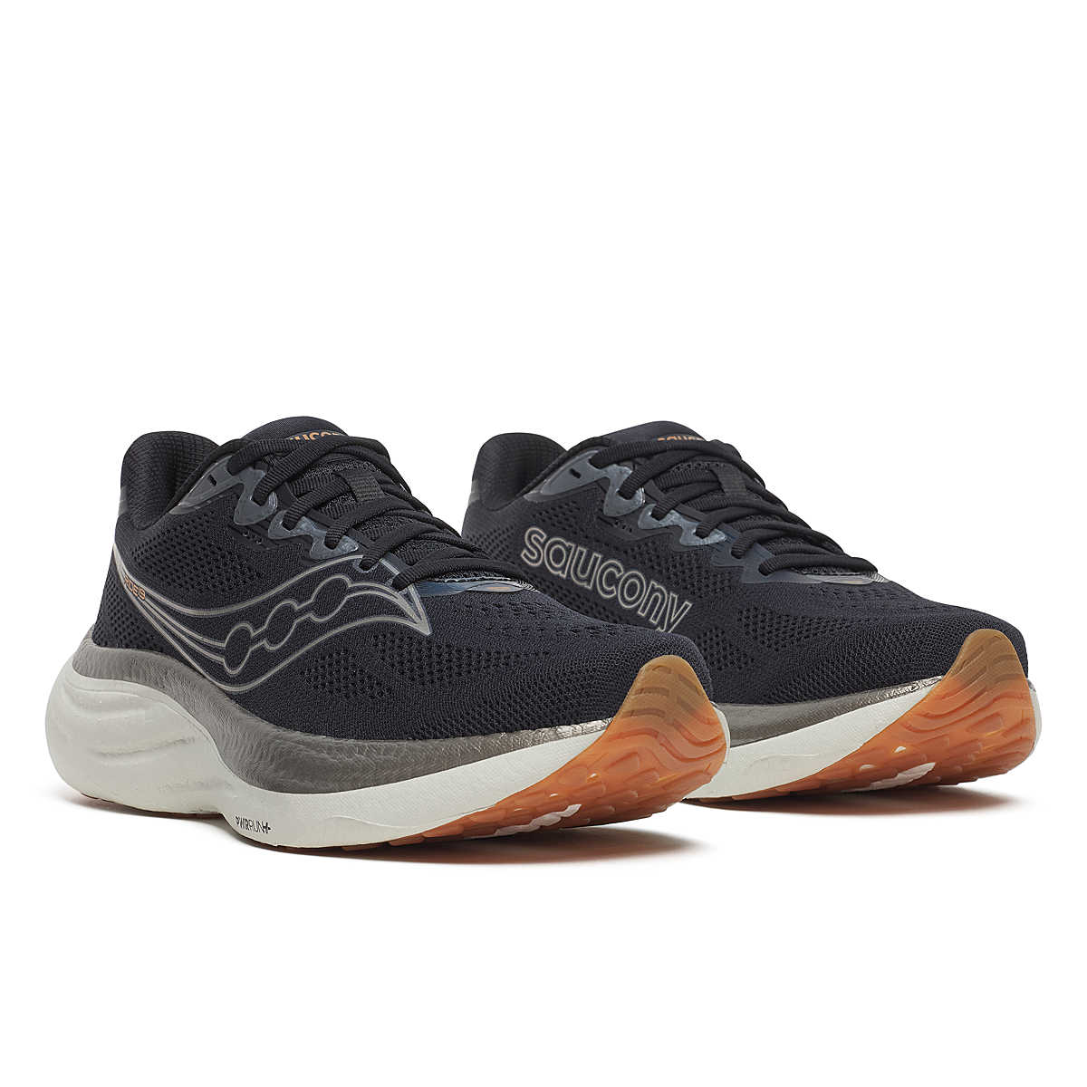 Ride 19 - Men by Saucony in black and brown, lightweight responsive road running shoes for easy and fast-paced training