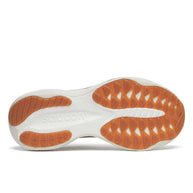 Ride 19 - Men by Saucony in white and orange, lightweight responsive road running shoe designed for comfort on easy and faster-paced runs