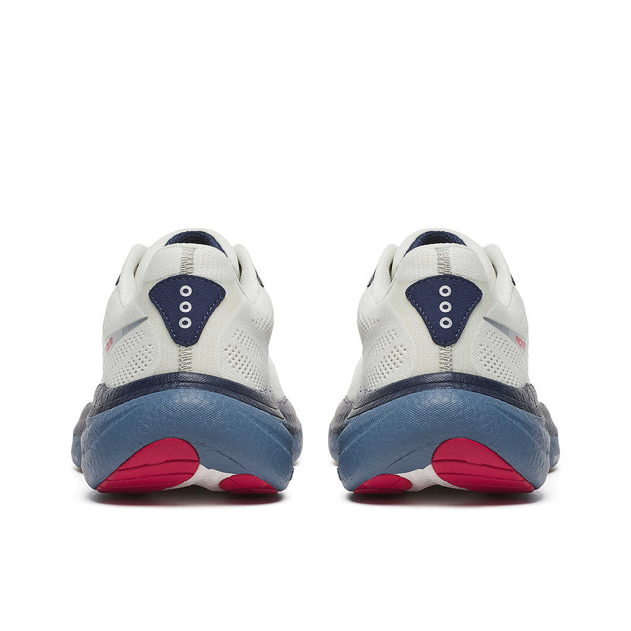 Ride 19 - Men by Saucony in white, navy, and red, lightweight responsive road running shoe designed for easy miles and faster training