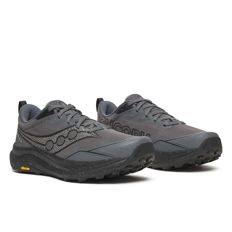 Peregrine 16 - Men trail running shoes in grey by Saucony with Vibram Megagrip for rugged terrain traction and cushioning