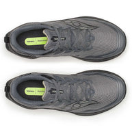 Peregrine 16 Wide - Men by Saucony in grey with Vibram Megagrip outsole, cushioned trail running shoe for rugged terrain and grip