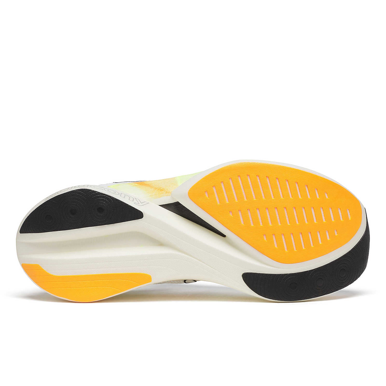 Endorphin Elite 2 - Unisex by Saucony in white, yellow, and black with IncrediRUN foam for energy return, designed for competitive road running