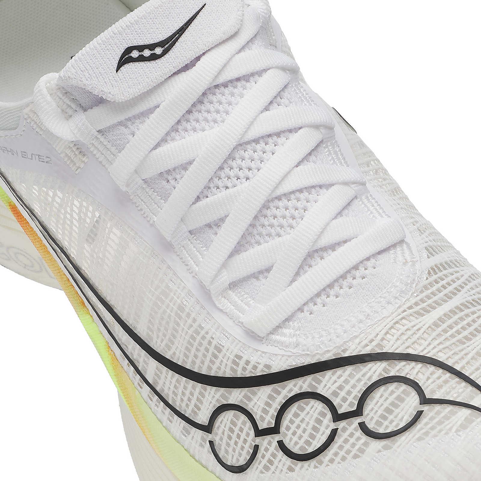 Endorphin Elite 2 - Unisex by Saucony in white with black logo, lightweight road running shoe with IncrediRUN foam for energy return