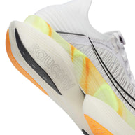 Endorphin Elite 2 - Unisex by Saucony in white with orange and yellow, lightweight road running shoe with IncrediRUN foam for energy return