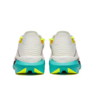 Endorphin Elite 2 - Unisex by Saucony in white, teal, and yellow with IncrediRUN foam for competitive road running and energy return