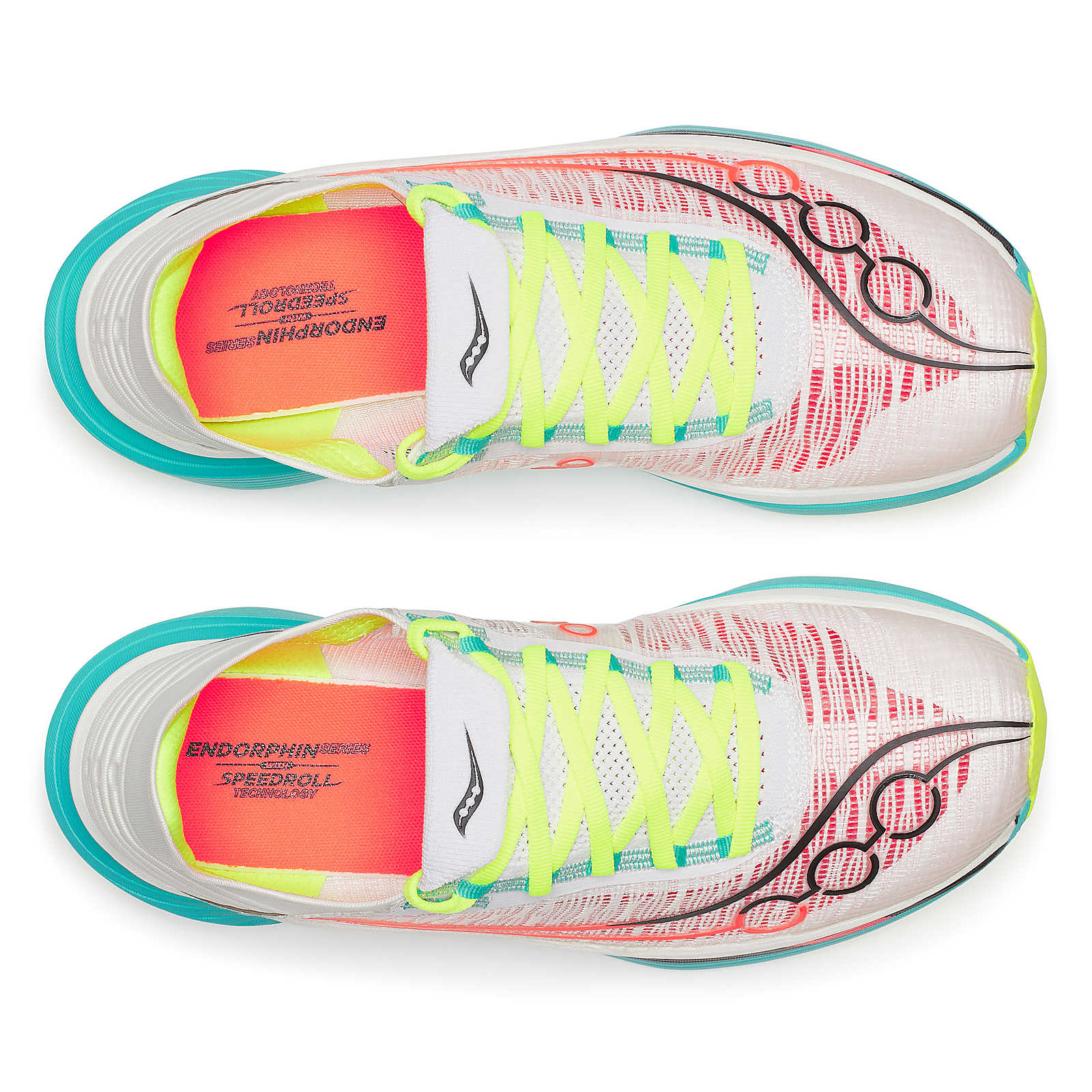 Endorphin Elite 2 - Unisex by Saucony in white and turquoise with IncrediRUN foam, lightweight road running shoes for competitive racing