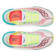 Endorphin Elite 2 - Unisex by Saucony in white and turquoise with IncrediRUN foam, lightweight road running shoes for competitive racing