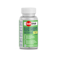 Saltstick Fastchews 60-Tab Bottle in green with lemon lime flavor, chewable electrolyte tablets for hydration and stamina support during running and sports