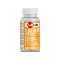 Saltstick Fastchews 60-Tab Bottle in orange, chewable electrolyte replacement with sodium, potassium, magnesium, calcium for endurance and heat stress.