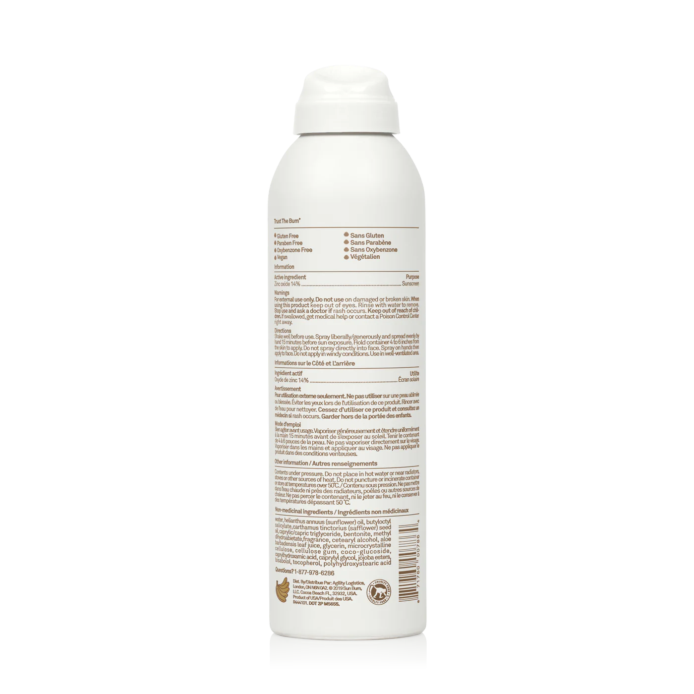 Mineral SPF 30 Sunscreen Spray by Sun Bum in white bottle, zinc-based mineral formula, lightweight and easy to apply for sun protection