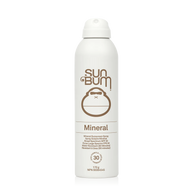Mineral SPF 30 Sunscreen Spray by Sun Bum in white with zinc-based formula, broad spectrum protection, water resistant for outdoor use