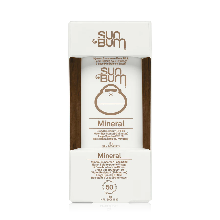 Mineral SPF 50 Sunscreen Face Stick by Sun Bum in white with zinc-based broad spectrum SPF, lightweight and water resistant for daily face protection