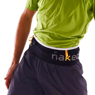 SL Running Band by Naked in black with orange accents, lightweight waist belt designed for carrying essentials during shorter runs like 5Ks and half marathons