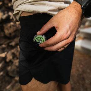 All Natural Anti-Chafe Salve (Metal Tin) by Squirrel's Nut Butter in green tin, all-natural skin protection for chafing and blisters