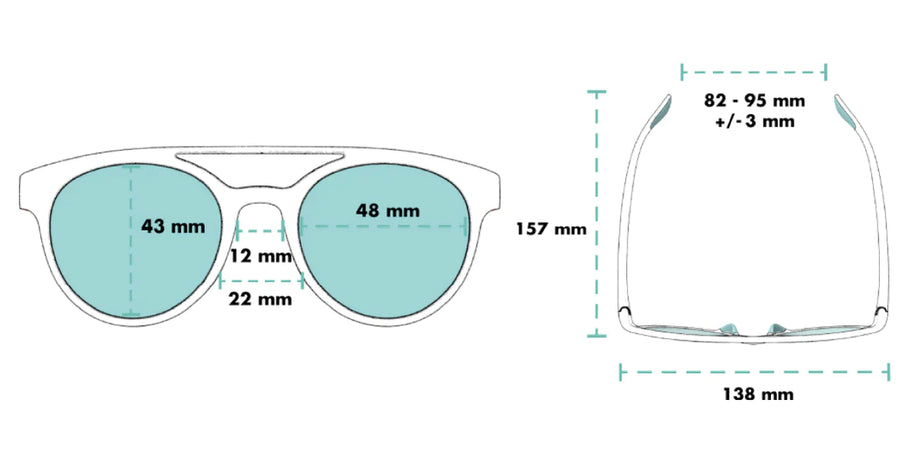 Professor 00G glasses by Goodr in black and teal, lightweight USA-made eyewear for scholars with stylish, versatile design and comfort fit