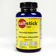 Saltstick Capsules 100-CT by Saltstick in blue bottle with yellow label, electrolyte replenisher designed to replace minerals lost in sweat
