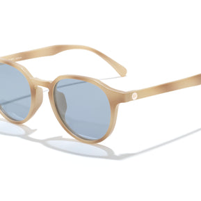 Vallarta by Sunski in light beige with blue lenses, lightweight sculpted frame sunglasses for men and women, perfect for dressing up or casual wear
