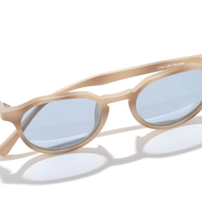 Vallarta by Sunski in beige with light blue lenses, ultra-lightweight sculpted sunglasses for men and women, ideal for stylish outdoor wear