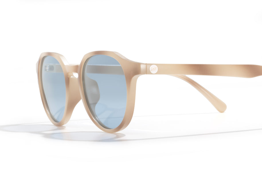 Vallarta by Sunski in light beige with blue lenses, lightweight sculpted sunglasses for men and women, stylish and comfortable accessory