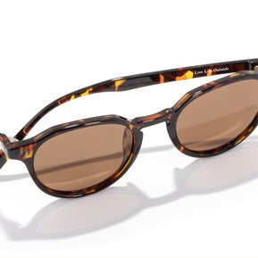 Vallarta tortoise shell sunglasses by Sunski, lightweight sculpted arms, unisex accessory ideal for everyday wear and dressing up