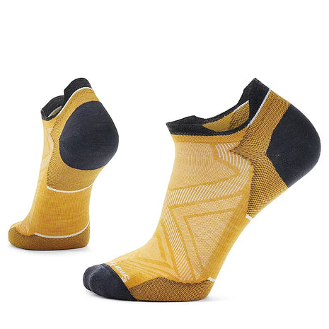 Run Zero Cushion Low Ankle Socks by SmartWool in yellow and black, lightweight durable running socks for comfort on every mile