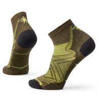 Run Zero Cushion Ankle Socks by SmartWool in olive green with black cushioning, breathable merino wool for running and outdoor use