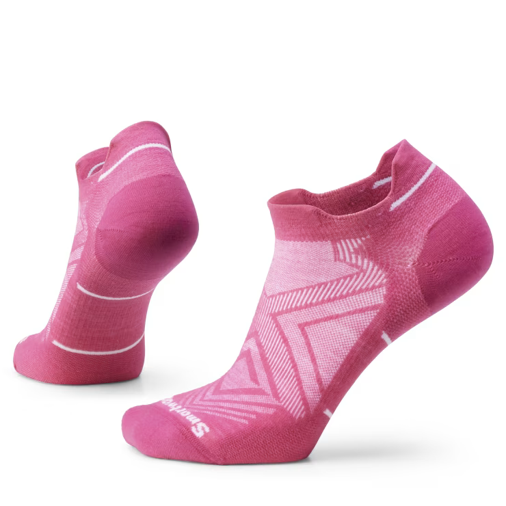 Run Zero Cushion Low Ankle Socks - Women by SmartWool in pink with breathable mesh, seamless toe, cushioned comfort for running and outdoor use