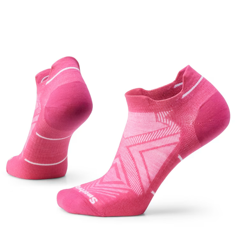 Run Zero Cushion Low Ankle Socks - Women by SmartWool in pink with breathable mesh, seamless toe, cushioned comfort for running and outdoor use