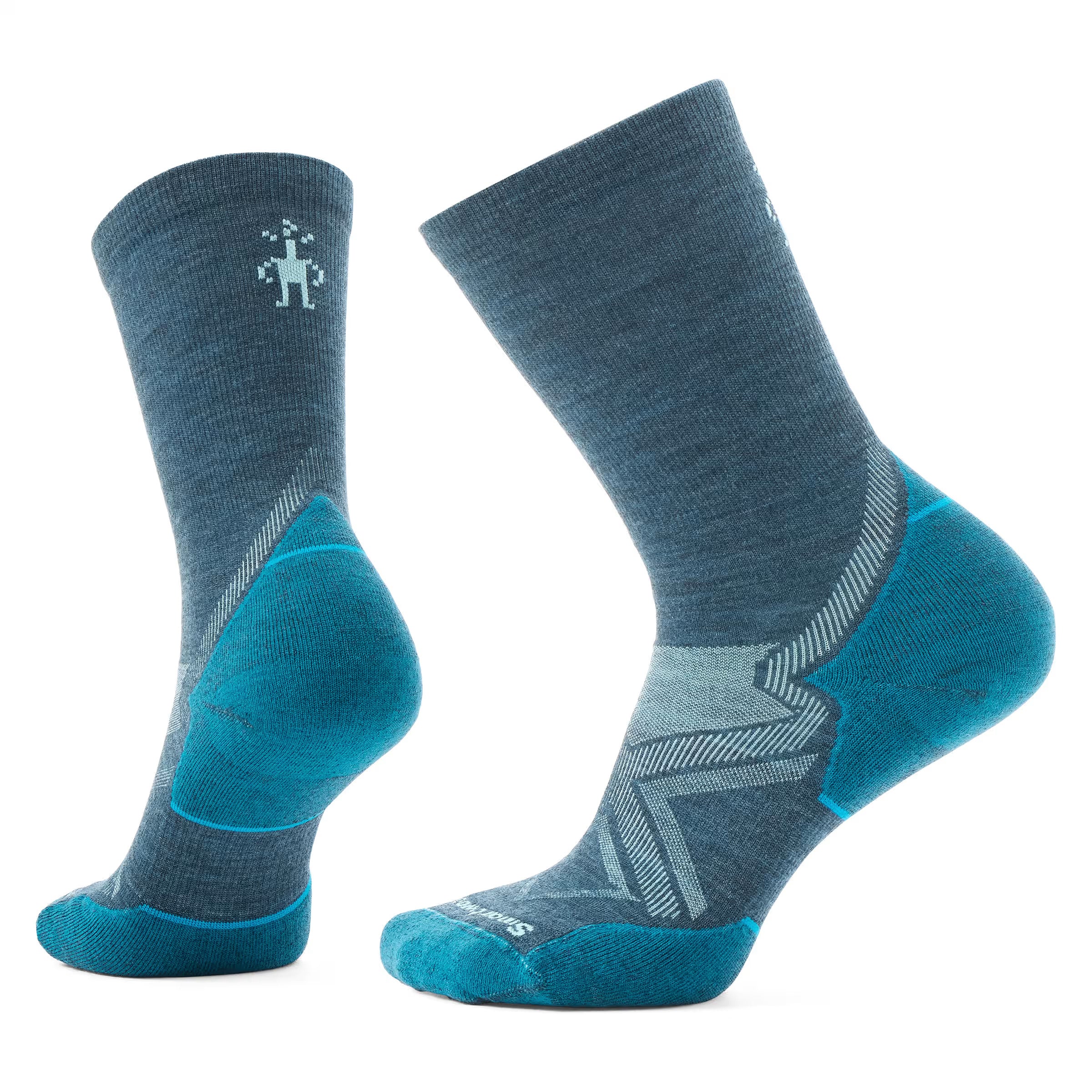 Run Cold Weather Targeted Cushion Crew Socks - Women by SmartWool in blue and teal with Indestructawool™ for durable warmth in cold weather running