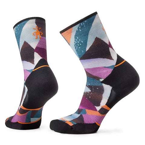 Trail Run Targeted Cushion Mosaic Pieces Print Crew Socks - Women