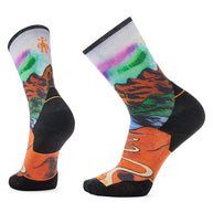 Trail Run Targeted Cushion Singletrack Print Crew Socks by SmartWool in multicolor with durable, extra comfortable cushioning for longer runs