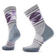Trail Run Targeted Cushion Sunset Trail Crew Socks - Women by SmartWool in grey and purple with targeted cushioning and stay-put fit for trail running
