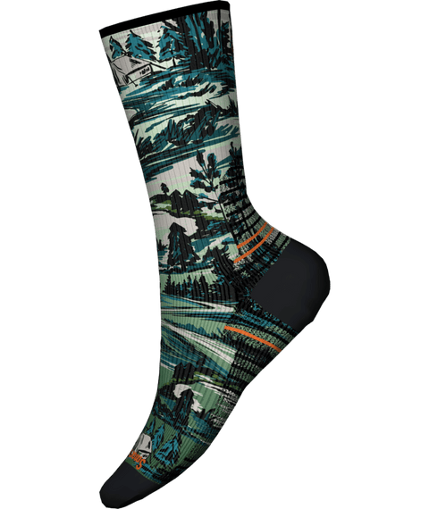 Hike Light Cushion Campground Print Crew Socks