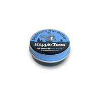 Happie Toes Blend (Metal Tin) by Squirrel's Nut Butter in blue recyclable container, all-natural foot salve for restoring damaged skin