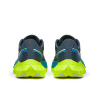 Endorphin PRO 4 - Women by Saucony in navy and neon yellow, responsive road running shoe designed for long-distance performance