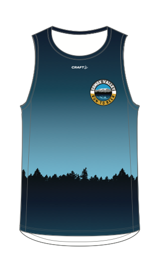 Run to Beer Singlet - Men by Run To Beer in blue gradient with lightweight fabric and bodymapped mesh for high performance running.