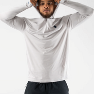 UPF Deflector 2.0 - Men by Rabbit in light grey with scuba hood, UPF 50 sun protection, laser-cut ventilation for running and outdoor use