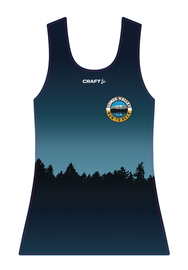 Run to Beer Singlet - Women by Run To Beer in black-blue gradient with lightweight fabric and bodymapped mesh for running performance