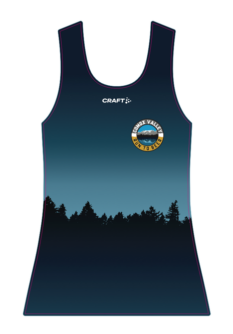 Run to Beer Singlet - Women by Run To Beer in black-blue gradient with lightweight fabric and bodymapped mesh for running performance