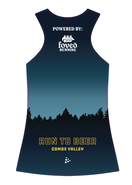 Run to Beer Singlet - Women by Run To Beer in dark blue gradient with mesh fabric designed for lightweight running performance and breathability