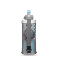 SkyFlask IT Speed 500 ml by Hydrapak in grey and blue, insulated handheld flask with IsoBound technology for keeping water colder longer, ideal for running and hydration.