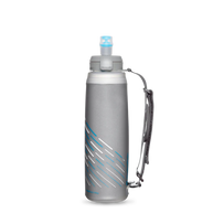 SkyFlask IT Speed 500 ml by Hydrapak in grey with blue accents, insulated handheld bottle with IsoBound technology for cold hydration during running