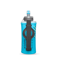 SkyFlask Speed by Hydrapak in blue with thumb loop for secure handheld hydration, designed for runners and outdoor use