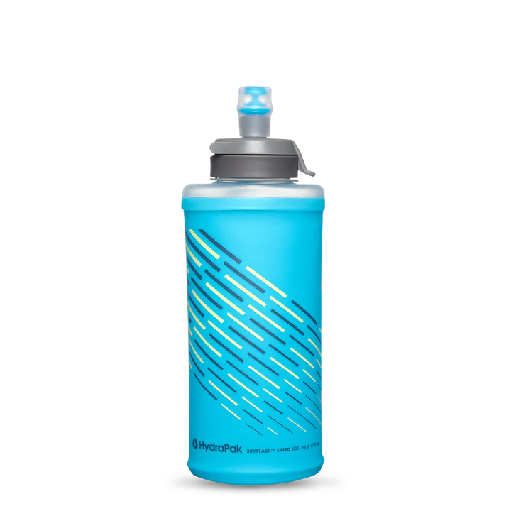 SkyFlask Speed by Hydrapak in blue with thumb loop handheld hydration flask ideal for runners in running store Canada