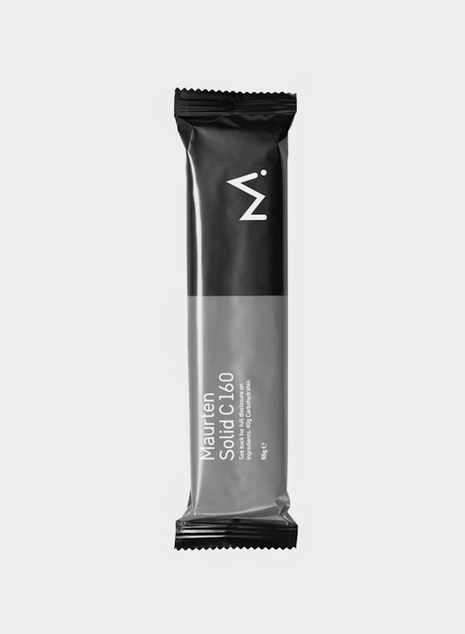 Solid C 160 by Maurten in black and grey, energy bar designed for nutrition during running and daily transitions outdoors