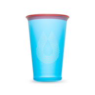 SpeedCup 2-Pack by Hydrapak in blue with red rim, lightweight reusable collapsible cups for hydration during running and outdoor activities