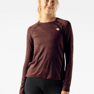 EZ Tee LS - Women by Rabbit in dark maroon lightweight long sleeve shirt, soft and comfortable for training runs and daily wear