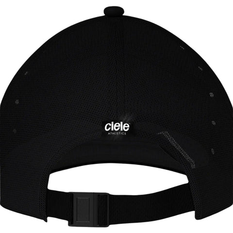 TRKCap SC - Box in black by Ciele, technical trucker cap with curved brim, pinched crown, COOLmatic 3D air mesh for breathability