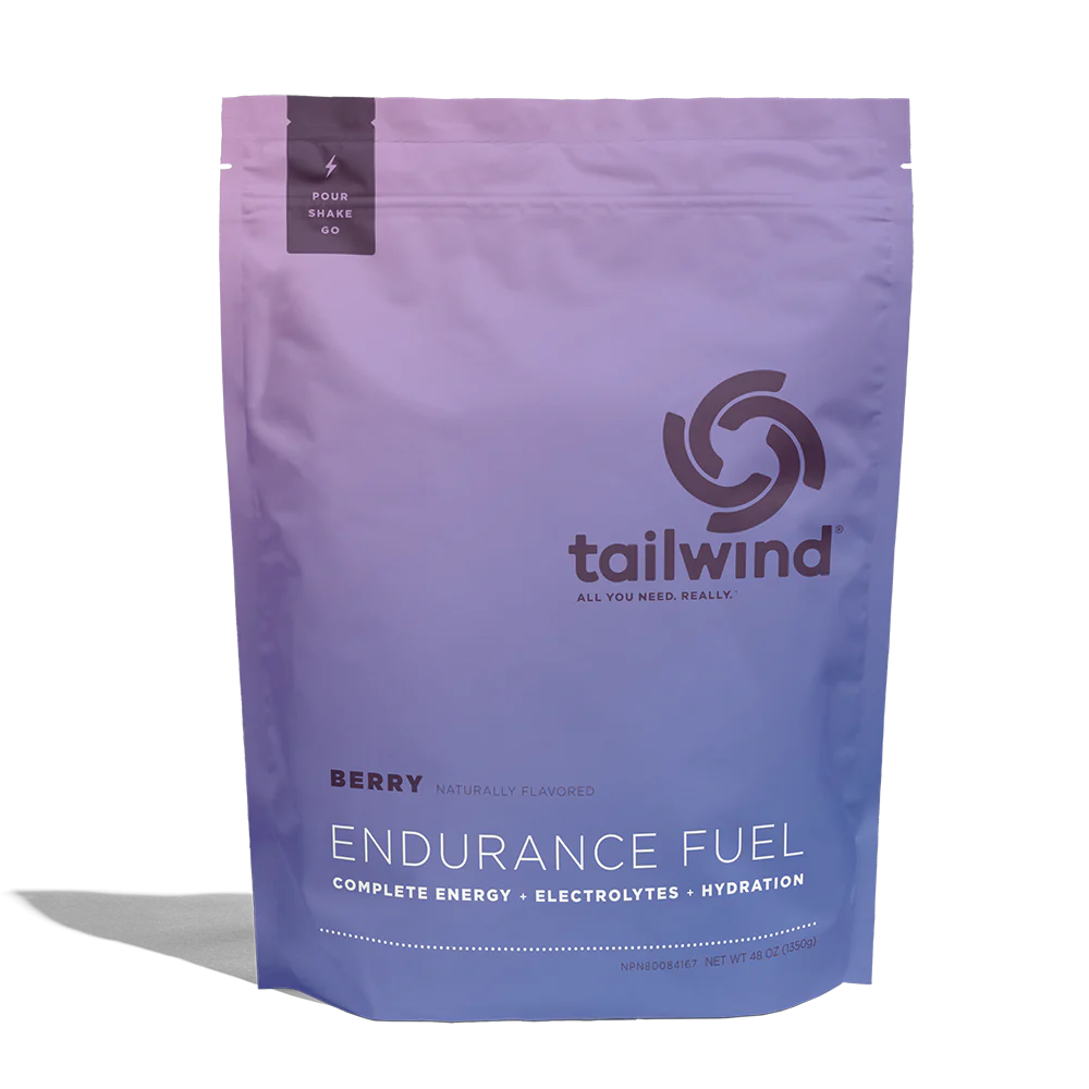 Endurance Fuel Non-Caffeinated 50-Serving Bag by Tailwind in purple berry flavor, hydration and electrolyte supplement for endurance running