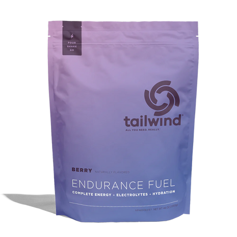 Endurance Fuel Non-Caffeinated 50-Serving Bag by Tailwind in purple berry flavor, hydration and electrolyte supplement for endurance running